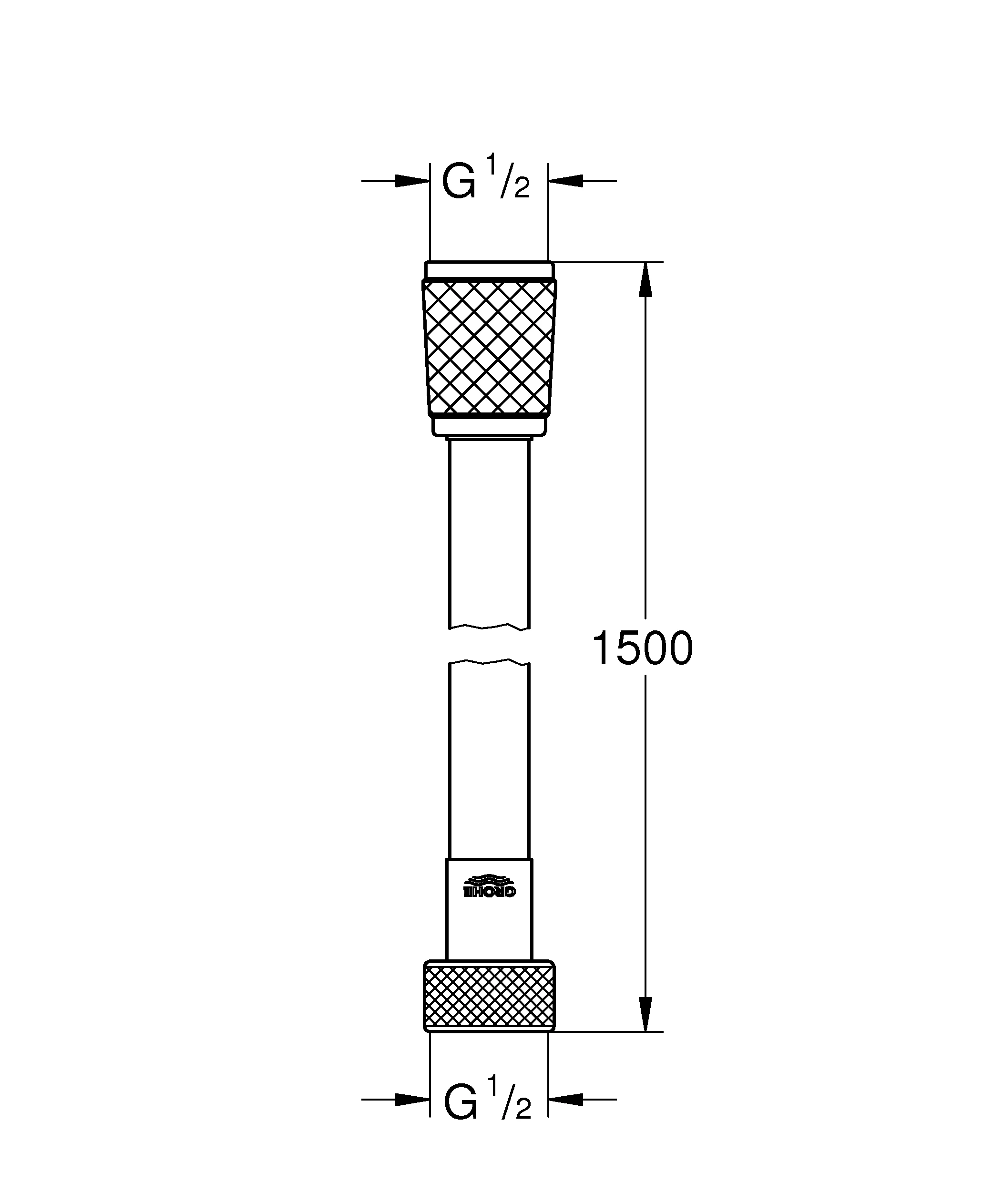 Brauseschlauch Rotaflex 28409_2, 1.500 mm, Universalanschluss 1/2'' x 1/2'', chrom