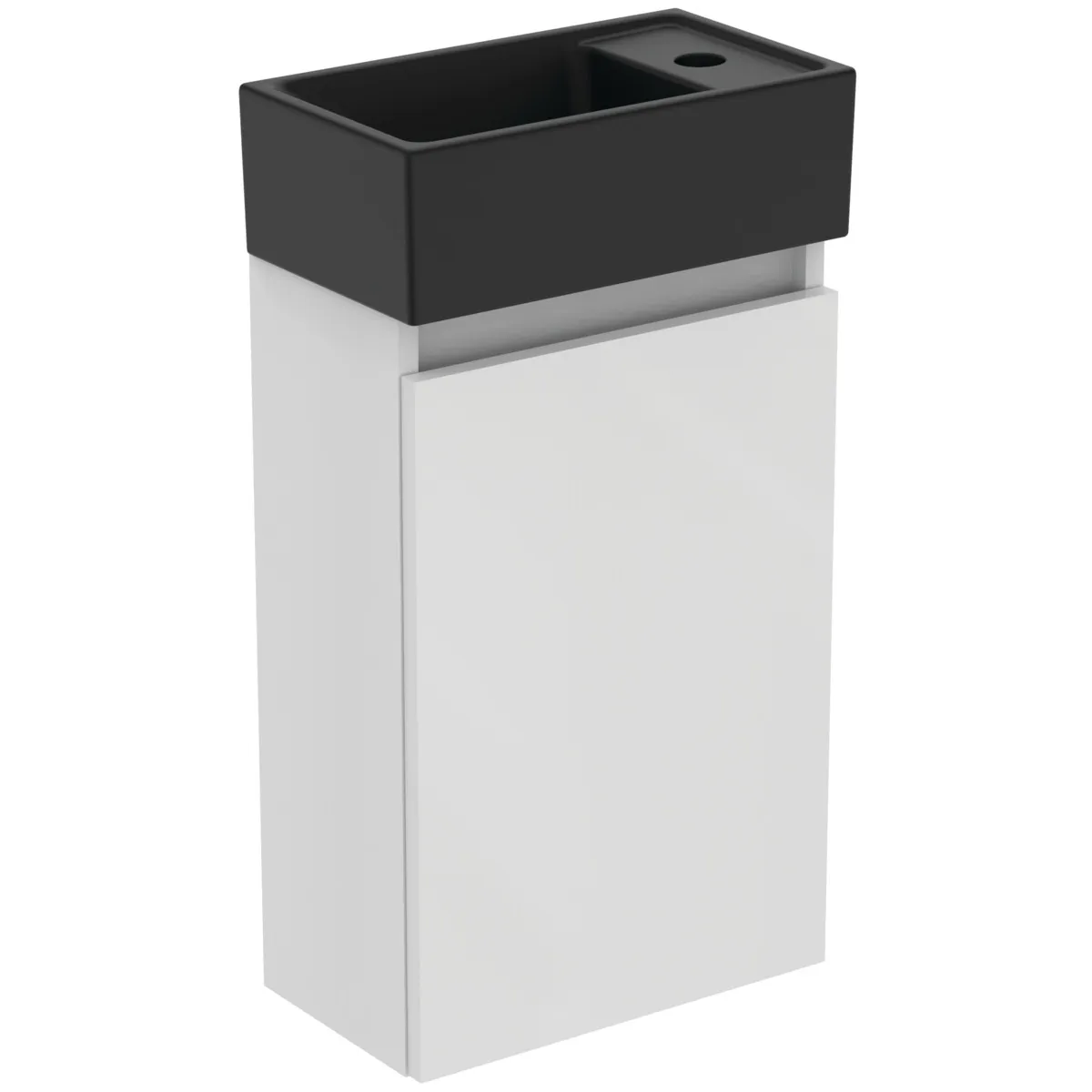 Möbelpaket Eurovit+ Handwaschbecken rechts 37cm Schwarz und Unterschrank 36cm mit Tür Hochglanz grau lackiert