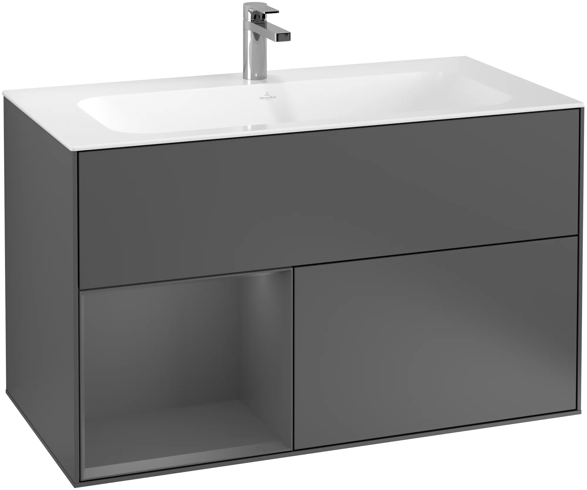 Villeroy & Boch Waschtischunterschrank „Finion“ für Schrankwaschtisch 996 × 591 × 498 mm Anthracite Matt Lacquer, für Becken mittig Villeroy & Boch Waschtischunterschrank „Finion“ für Schrankwaschtisch 996 × 591 × 498 mm Anthracite Matt Lacquer, für Becken mittig