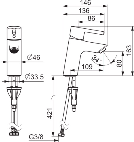HansaVANTIS EHM Waschtischbatterie HansaVANTIS 5242 Ausladung 109 mm Chrom Pinhebel HansaVANTIS EHM Waschtischbatterie HansaVANTIS 5242 Ausladung 109 mm Chrom Pinhebel