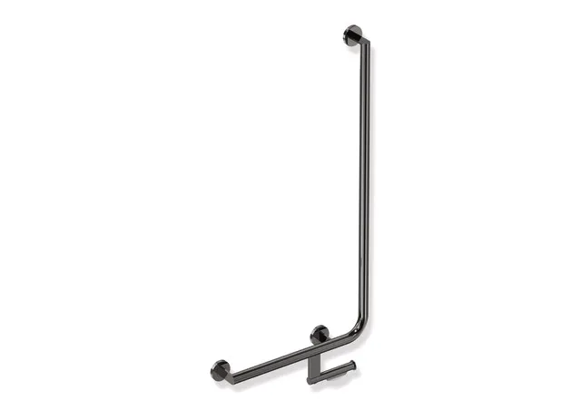 HEWI Winkelgriff mit WC-Papierrollenhalter, System 900, Edelstahl, PVD, schwarzchr glzd