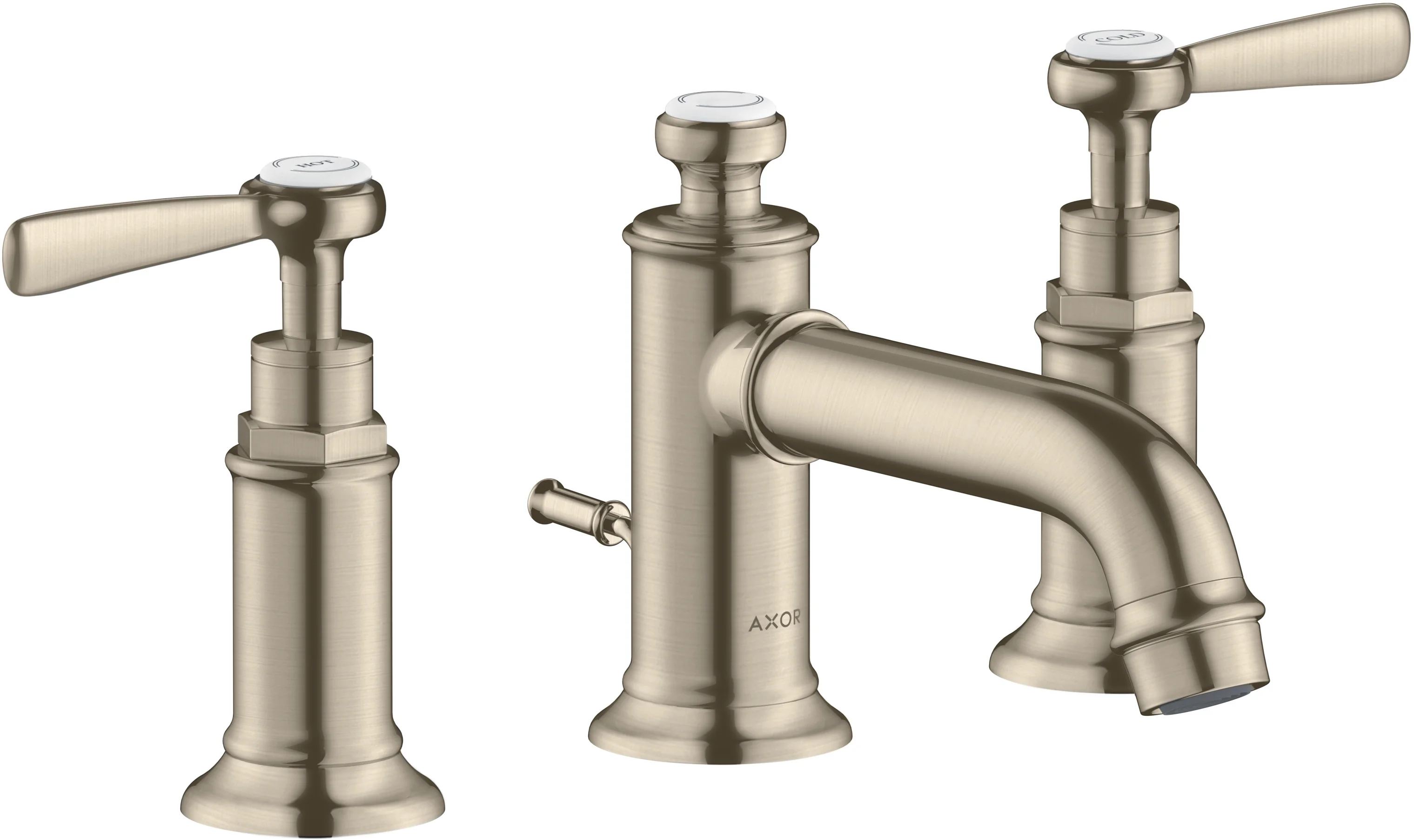 Hansgrohe AXOR Montreux 3-Loch Waschtischarmatur mit Hebelgriff in Chrom, Ausladung 143 mm, Auslaufhöhe 30 mm