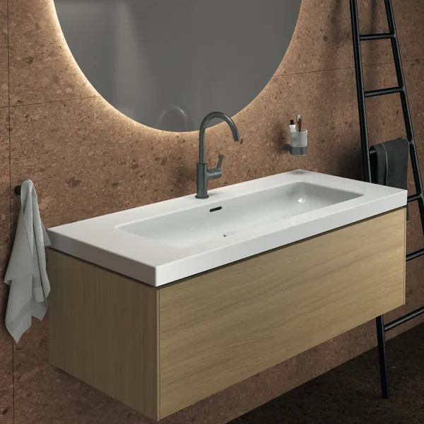 Ideal Standard Waschtischunterschrank „Conca“ 120 × 37 × 50,5 cm Eiche hell Furnier Ideal Standard Waschtischunterschrank „Conca“ 120 × 37 × 50,5 cm Eiche hell Furnier