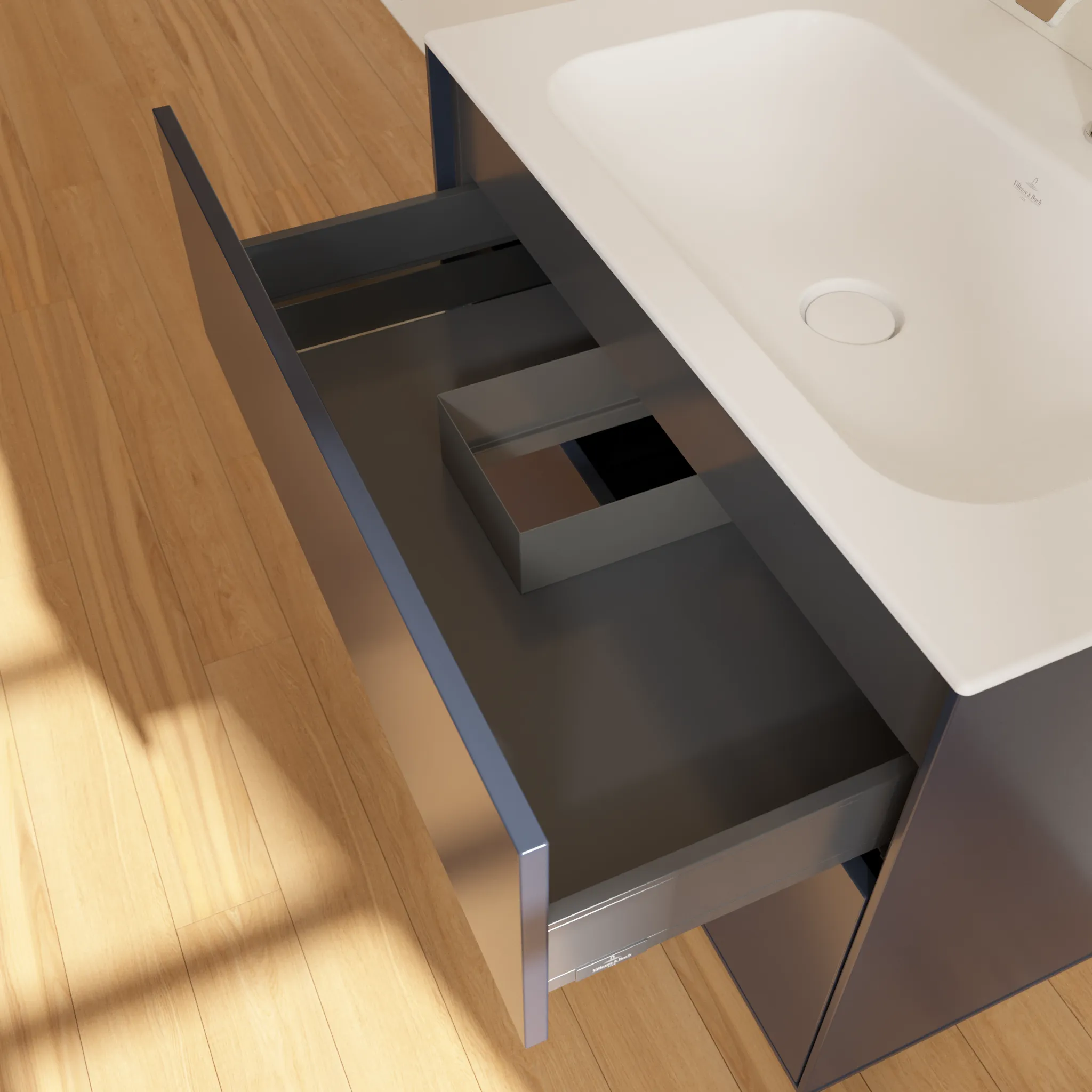 Villeroy & Boch Finion Waschbeckenunterschrank F01, Midnight Blue Matt Lacquer, 796 x 591 x 498 mm Villeroy & Boch Finion Waschbeckenunterschrank F01, Midnight Blue Matt Lacquer, 796 x 591 x 498 mm