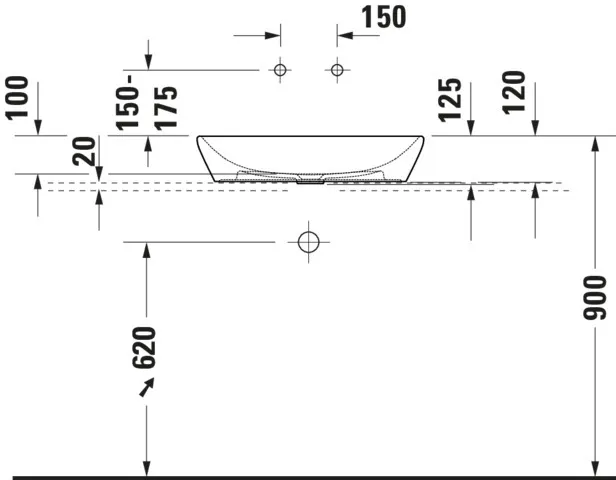 Duravit Aufsatzbecken D-Neo, oval, weiß Hochglanz, 400x600x125 mm, 1 Waschplatz, ohne Überlauf