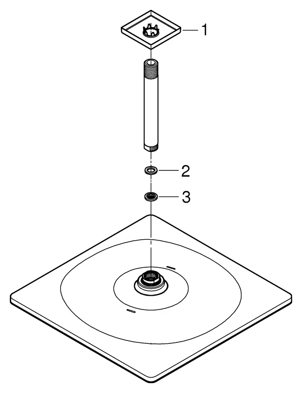 Kopfbrauseset Rainshower Mono 310 Cube 26566, Deckenauslass 142 mm, 1 Strahlart, 9,5 l/min Durchflusskonstanthalter, chrom