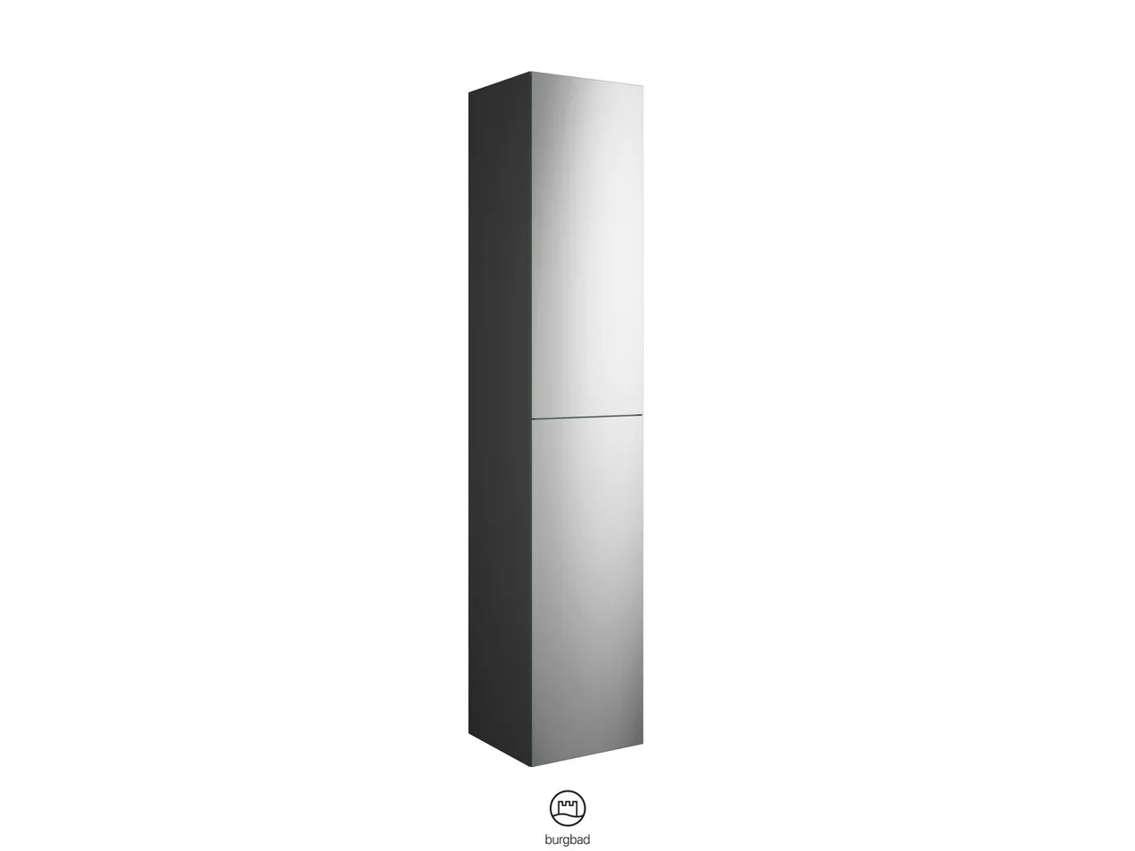 Hochschrank, 2 Spiegeltüren mit Tip-On-Technik;4 Einlegeböden;1 fester Boden, Tiefe: 350 mm, Breite: 350 mm, Höhe: 1760 mm