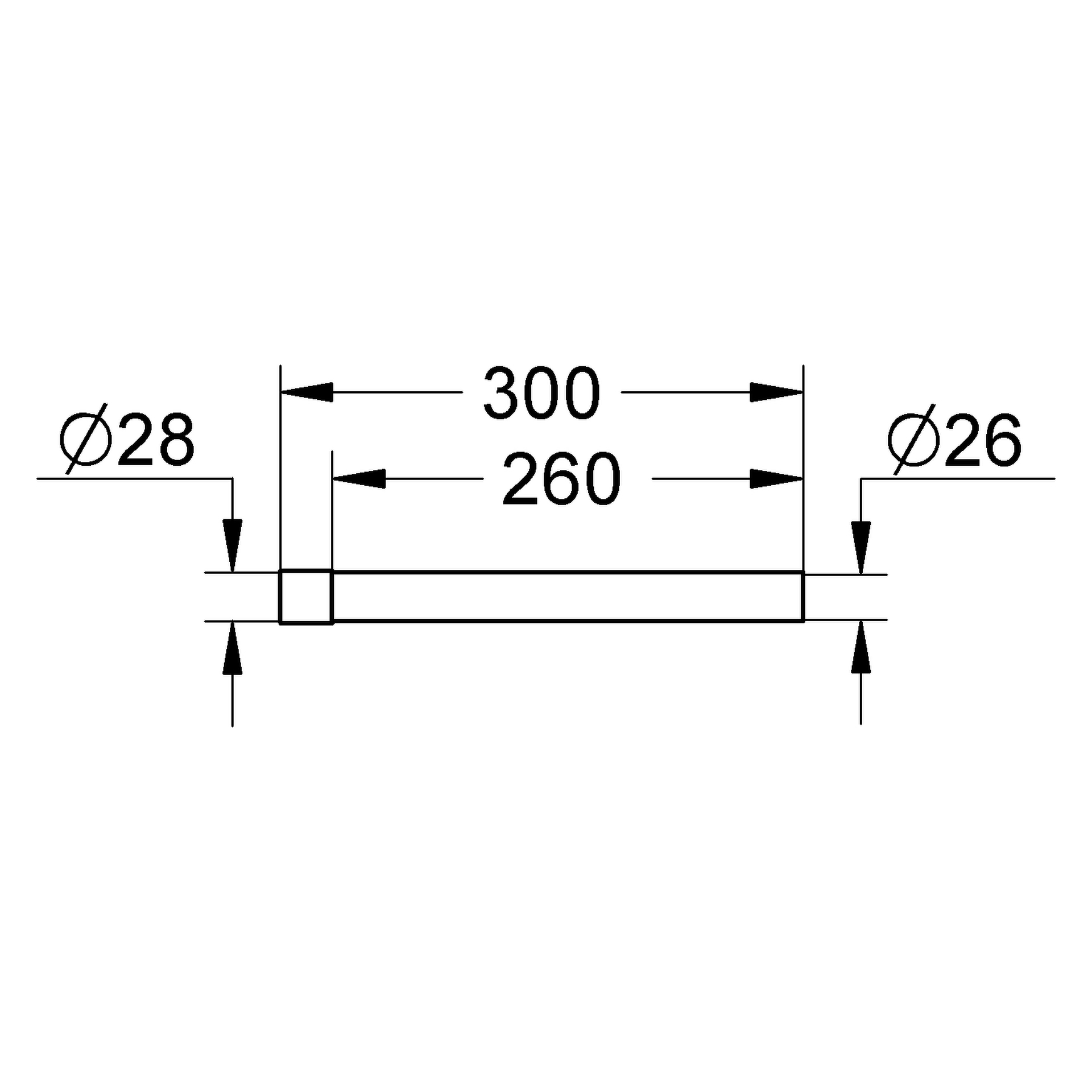 Spülrohr-Verlängerung 37114, 260 mm, chrom