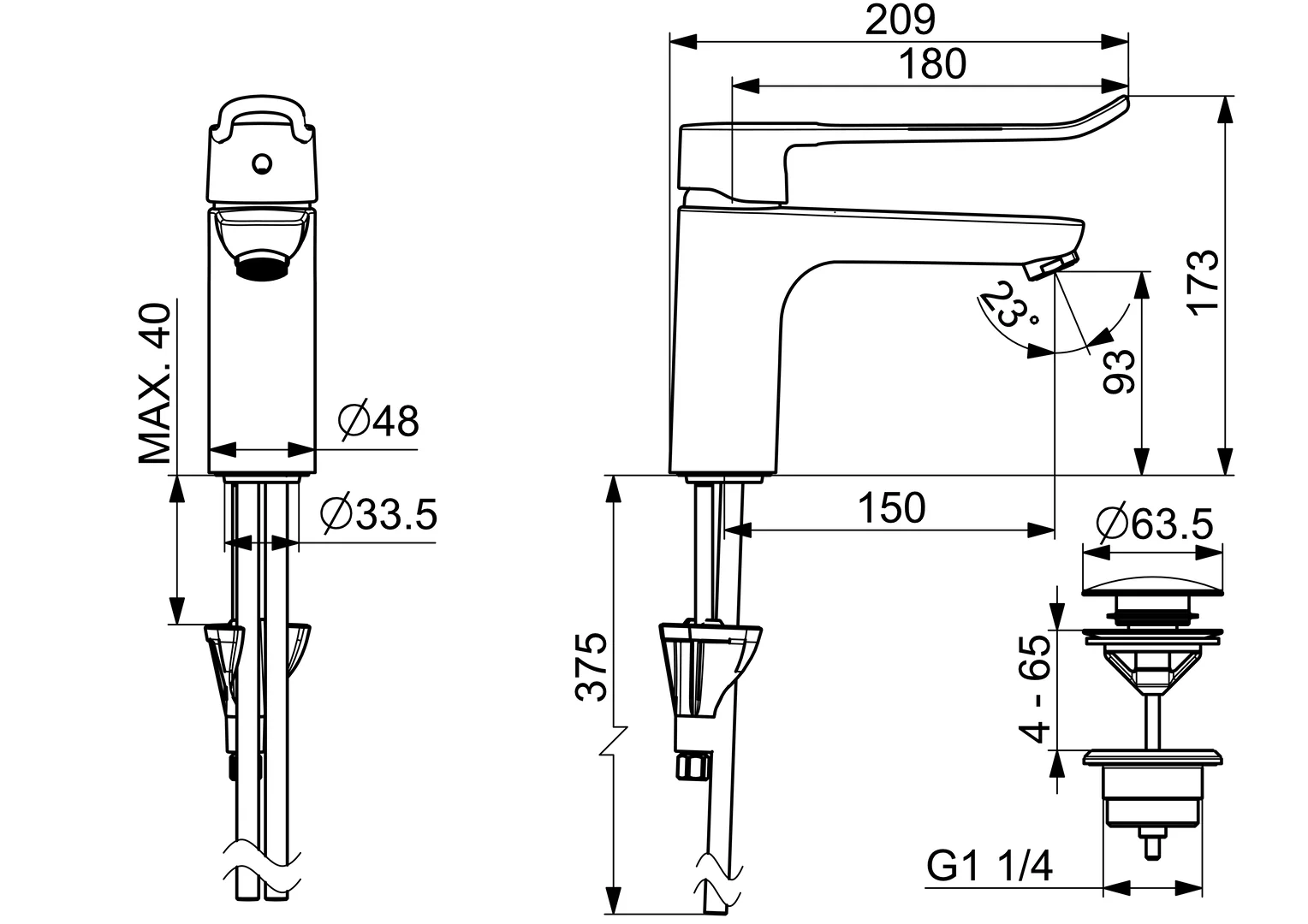 HansaCLINICA EHM Waschtischbatterie HansaCLINICA 4522, Standmontage, Einhebelmischer, Chrom HansaCLINICA EHM Waschtischbatterie HansaCLINICA 4522, Standmontage, Einhebelmischer, Chrom