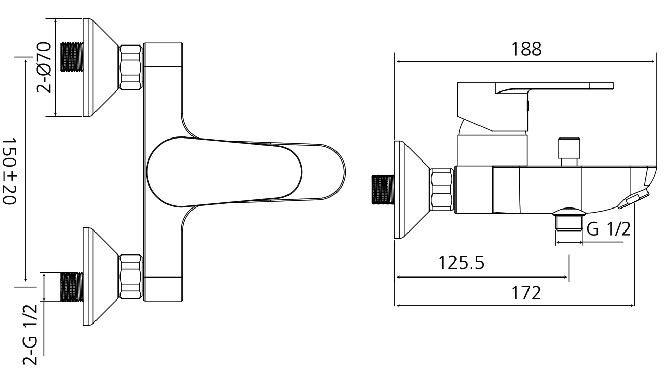 Wannenfüll- und Brause-Einhandbatterie AqvaBasic I - S-Anschlüsse mit Rosetten - automatische Umstellung - eigensicher - Kartusche mit keramischen Dichtscheiben - Heisswassersperre - Wassermengendurchflussregulierung - PA-IX 19675 II BB - chrom Wannenfüll- und Brause-Einhandbatterie AqvaBasic I - S-Anschlüsse mit Rosetten - automatische Umstellung - eigensicher - Kartusche mit keramischen Dichtscheiben - Heisswassersperre - Wassermengendurchflussregulierung - PA-IX 19675 II BB - chrom