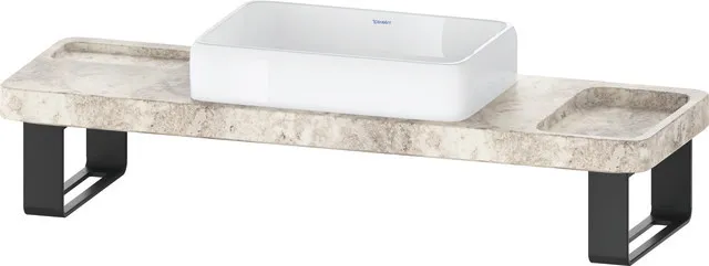 Duravit Aufsatzwaschtisch inkl. Natursteinkonsole und Konsolenträger „Qatego“ 140 × 45 × 90 cm in Weiß Hochglanz