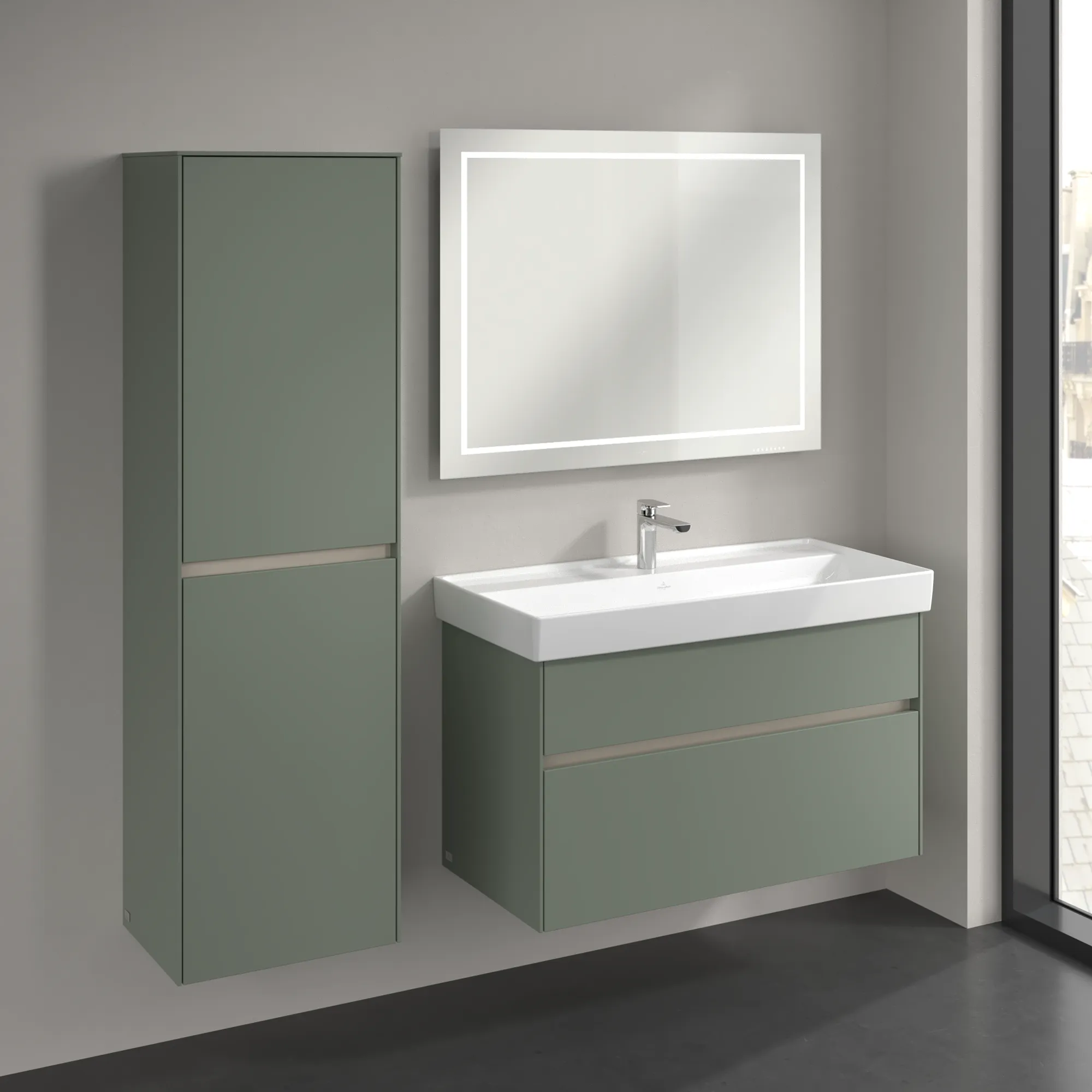 Villeroy & Boch Hochschrank mit Wäschekorb „Collaro“ 45,4 × 153,8 × 34,9 cm ohne Beleuchtung, Anschlag links, 1 Tür Villeroy & Boch Hochschrank mit Wäschekorb „Collaro“ 45,4 × 153,8 × 34,9 cm ohne Beleuchtung, Anschlag links, 1 Tür