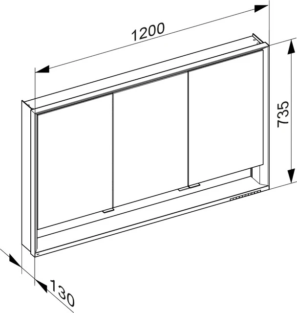 KEUCO Wandvorbau Spiegelschrank mit offenem Ablagefach „Royal Lumos“ in Silber (eloxiert), Aufputz, mit Steckdosen, ohne Spiegelheizung 1200 × 735 × 130 mm KEUCO Wandvorbau Spiegelschrank mit offenem Ablagefach „Royal Lumos“ in Silber (eloxiert), Aufputz, mit Steckdosen, ohne Spiegelheizung 1200 × 735 × 130 mm
