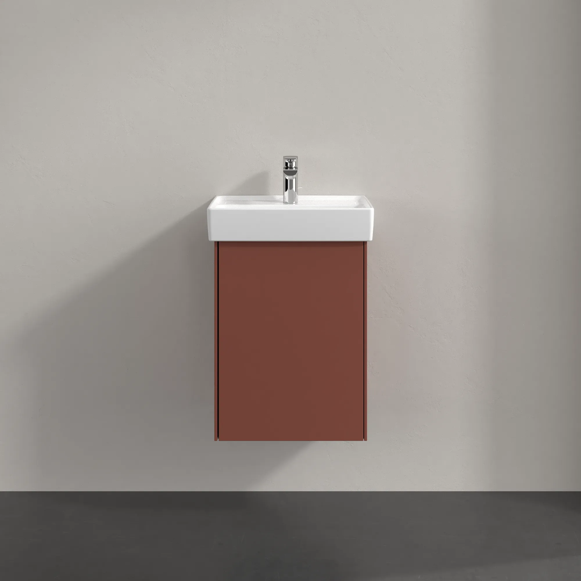 Villeroy & Boch Waschtischunterschrank mit Tür „Collaro“ 410 × 546 × 344 mm Wine Red, für Becken mittig, Anschlag rechts, ohne Beleuchtung Villeroy & Boch Waschtischunterschrank mit Tür „Collaro“ 410 × 546 × 344 mm Wine Red, für Becken mittig, Anschlag rechts, ohne Beleuchtung