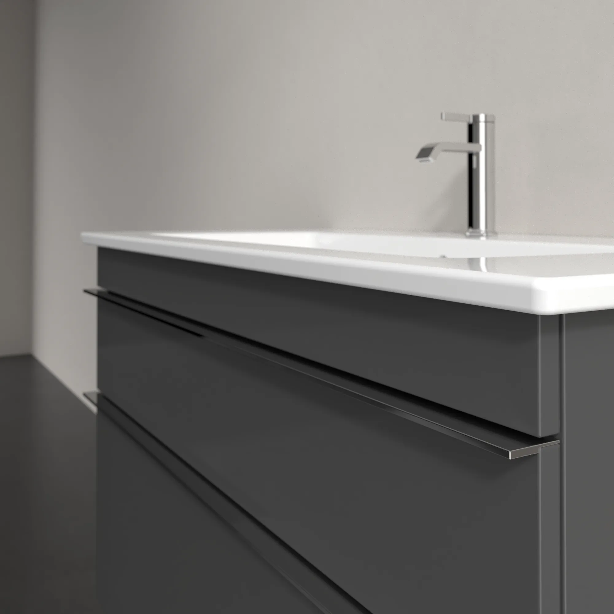 Villeroy & Boch Waschtischunterschrank „Venticello“ für Schrankwaschtisch 953 × 590 × 502 mm Glossy Grey, für Becken mittig