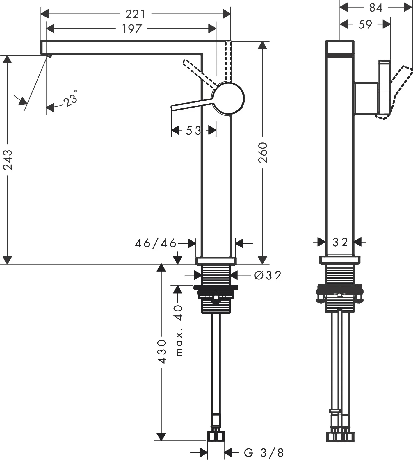 Hansgrohe Tecturis E Einhebel-Waschtischmischer 240 Fine CoolStart EcoSmart+ Brushed Bronze, Ausladung 197 mm, Auslaufhöhe 243 mm, Keramikmischsystem, max. Durchflussmenge 4 l/min bei 3 bar