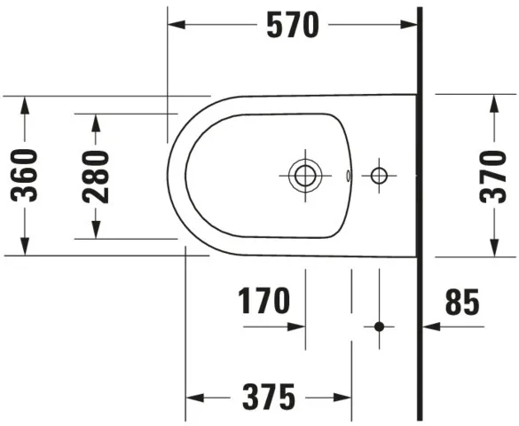 Duravit Wand-Bidet „ME by Starck“, Befestigung sichtbar 37 × 57 × 29,5 cm in Weiß Seidenmatt