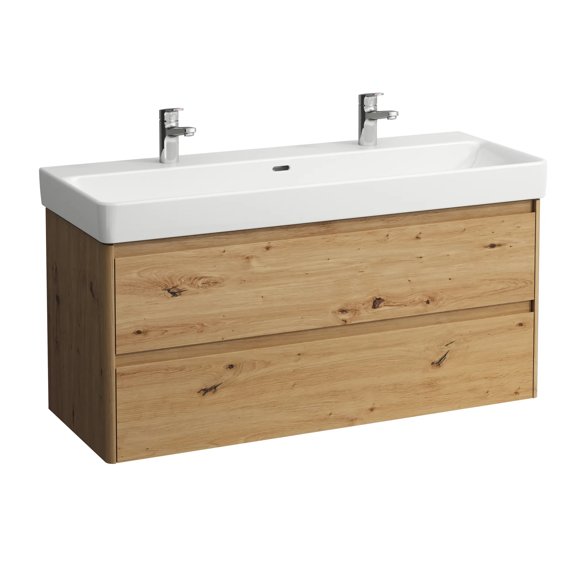 Waschtischunterbau BASE 2.0 für PRO S 446x1168x515 2 Schubladen mit Griffmulde für Waschtisch H814965 weiß matt