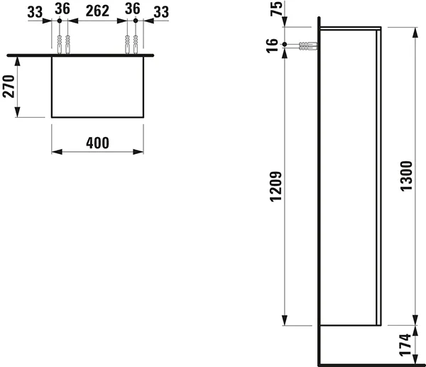 Laufen Hochschrank „Kartell“ 400 × 1300 × 270 mm Weiß matt, Anschlag links Laufen Hochschrank „Kartell“ 400 × 1300 × 270 mm Weiß matt, Anschlag links