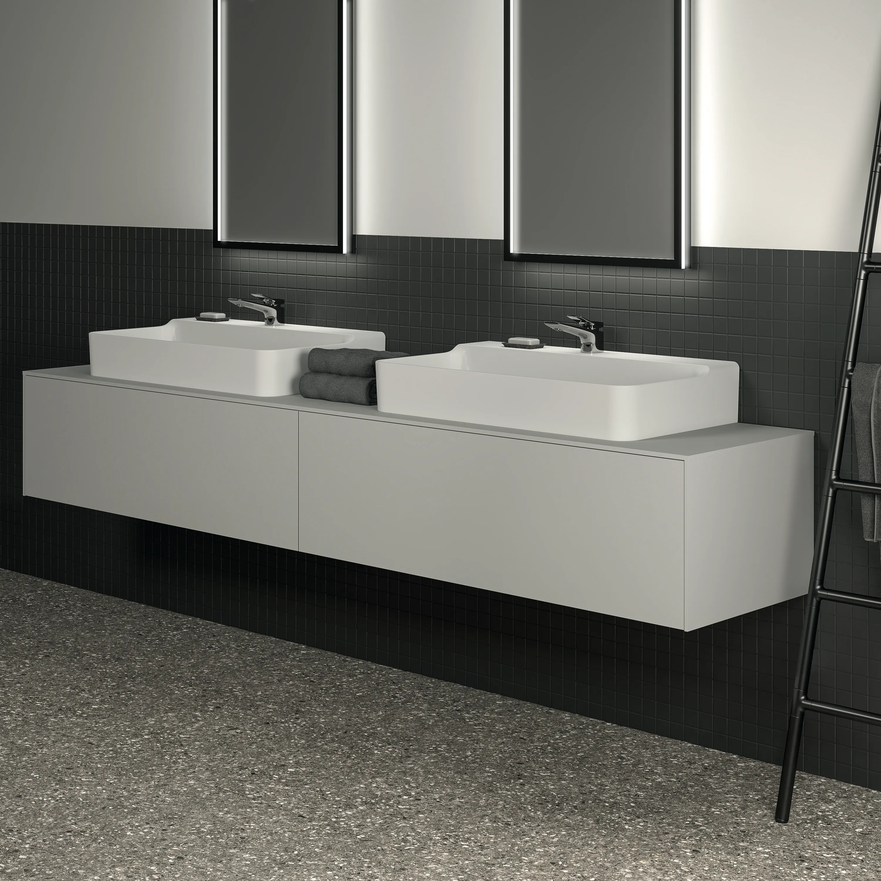 Ideal Standard Waschtischunterschrank „Conca“ 238,7 × 37 × 50,5 cm Weiß matt lackiert