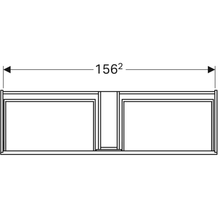 Xeno² Unterschrank für Waschtisch aus Mineralwerkstoff, mit zwei Schubladen: B=159.5cm, H=35cm, T=47.3cm, sculturagrau / Melamin Holzstruktur
