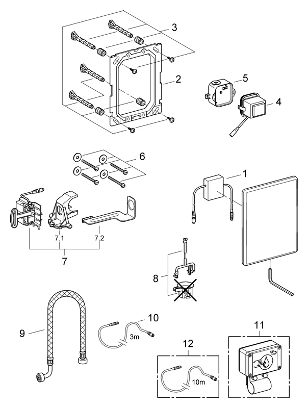 Funk-Elektronik 38759, für WC, WC-Funk-Empfangsmodul 868,4 MHz, für Stützklappgriffe mit Sender, mit Trafo 100-230 V AC, 50-60 Hz, 6 V DC, edelstahl