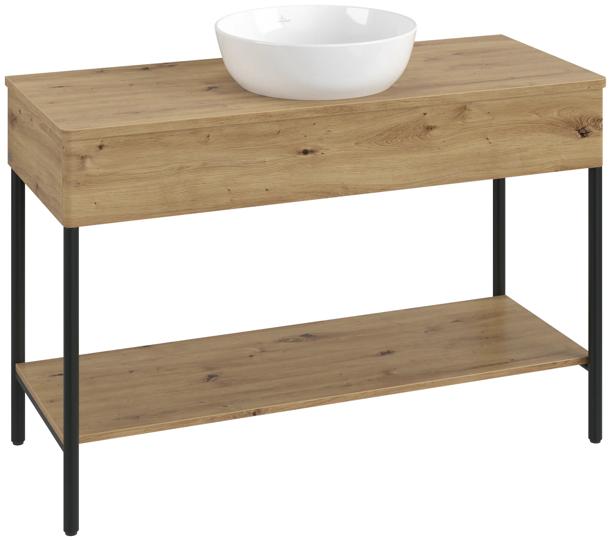 Villeroy & Boch Waschbeckenunterschrank Artis K65011, Eckig Oak Natural Touch, 1.200 x 782 x 500 mm, Push-to-open Funktion, mit Hahnlochbohrung