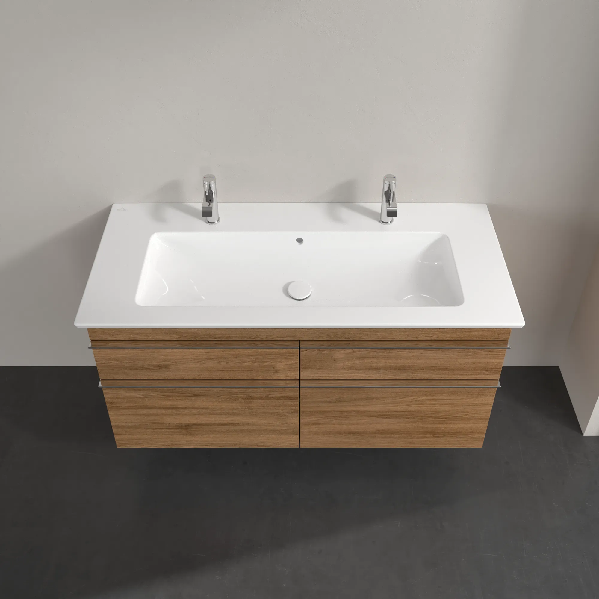 Villeroy & Boch Waschtischunterschrank „Venticello“ für Schrank-Doppelwaschtisch 1153 × 590 × 502 mm Kansas Oak, für Becken mittig
