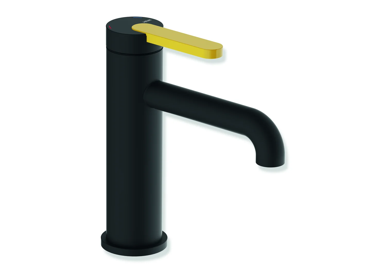 HEWI Einhebel-Waschtischmischer AQ477, System-Armaturen, pulverbeschichtet in Schwarz tiefmatt mit farbigem Griffelement Senfgelb, Höhe 172 mm, Ausladung 130 mm, Durchfluss 5 l/min, Keramikkartusche K-35OP, druckfest bis 35 bar, Geräuscharme Klasse 1 HEWI Einhebel-Waschtischmischer AQ477, System-Armaturen, pulverbeschichtet in Schwarz tiefmatt mit farbigem Griffelement Senfgelb, Höhe 172 mm, Ausladung 130 mm, Durchfluss 5 l/min, Keramikkartusche K-35OP, druckfest bis 35 bar, Geräuscharme Klasse 1
