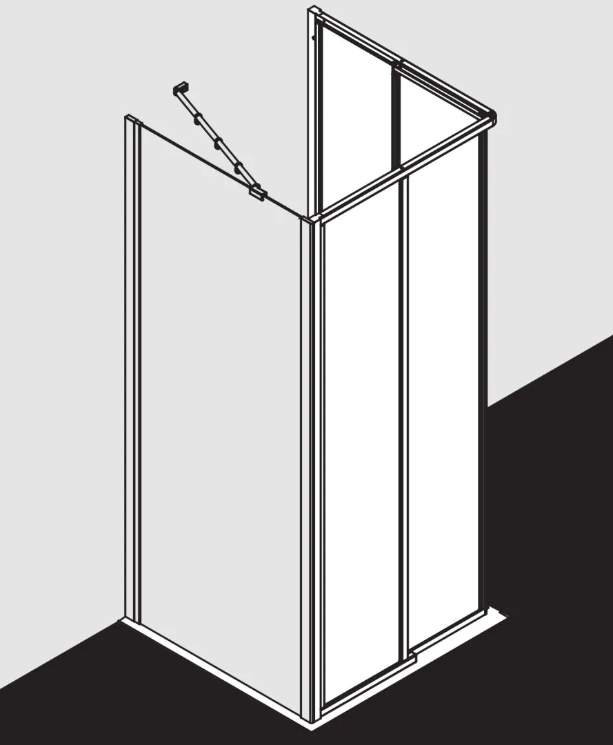 Kermi Duschtür Eckeinstieg 2-teilig (Gleittüren bodenfrei) Halbteil rechts „IBIZA 2000“ 75 × 200 cm Glas Klar, Profile Silber Mattglanz, Schiebetür zweiteilig