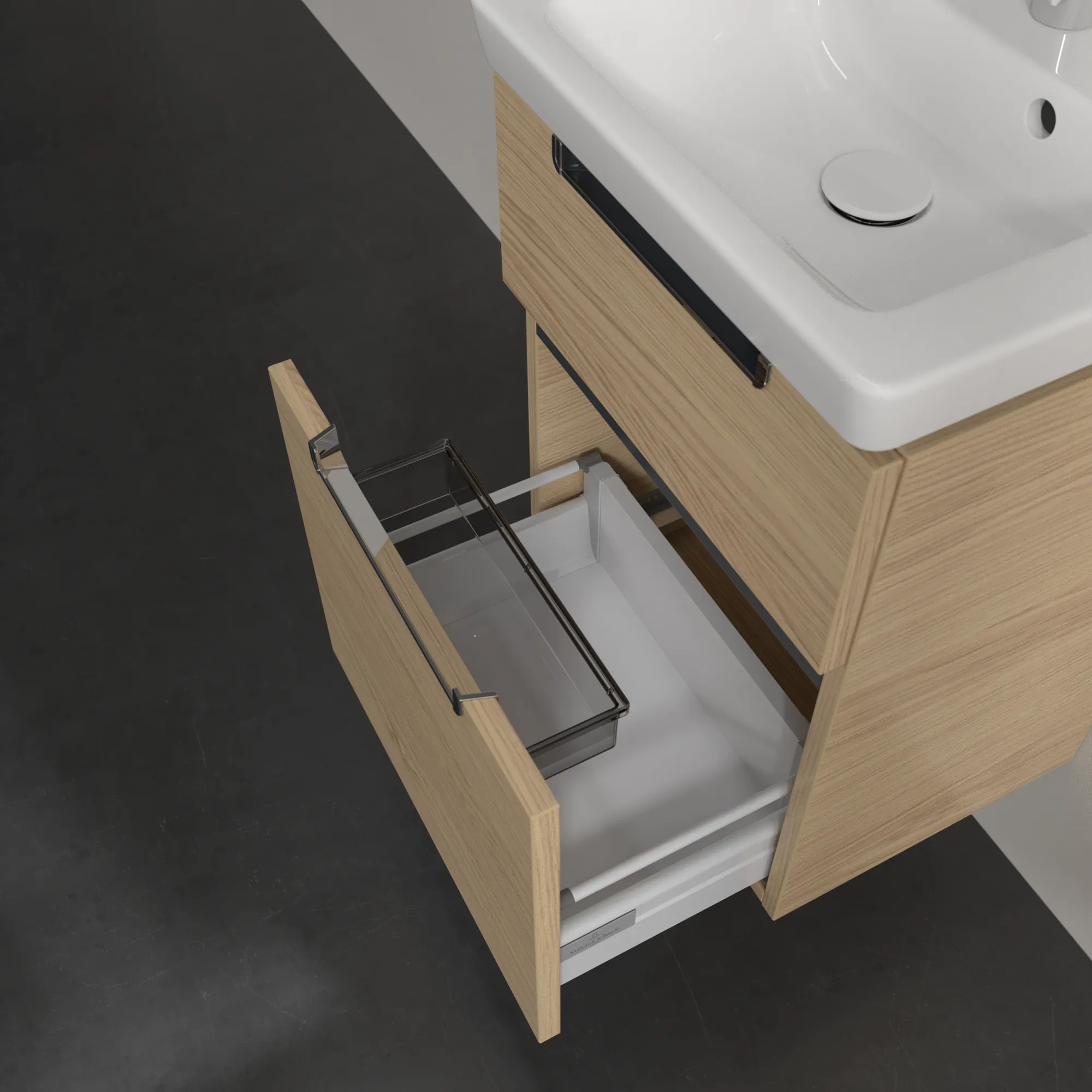 Villeroy & Boch Waschtischunterschrank „Subway 2.0“ 44 × 59 × 35,1 × 35,1 cm Nordic Oak, mittig, ohne Beleuchtung