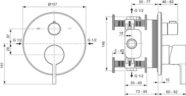 Ideal Standard Badearmatur Unterputz JOY Chrom - Wandmontage für perfektes Design im modernen Bad