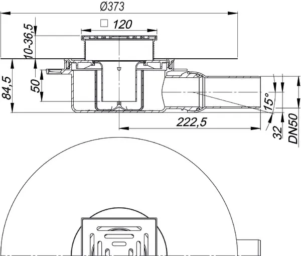 Dallmer Bodenablauf DallDrain Pure OM, DN 50, 120x120mm