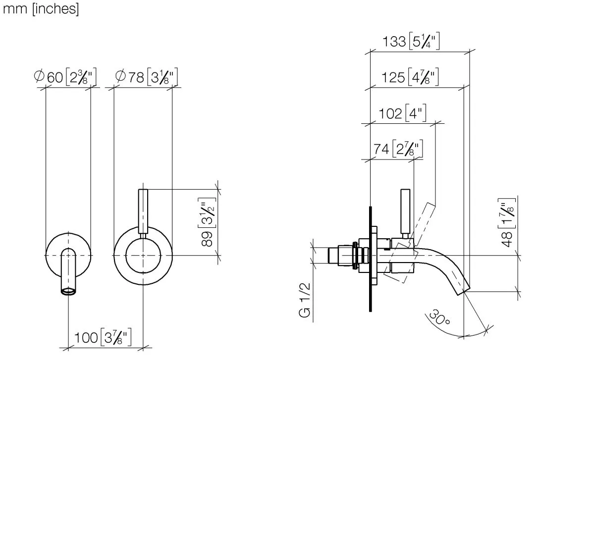 Waschtisch-Wand-Einhandbatterie ohne Ablaufgarnitur META Chrom 36867660