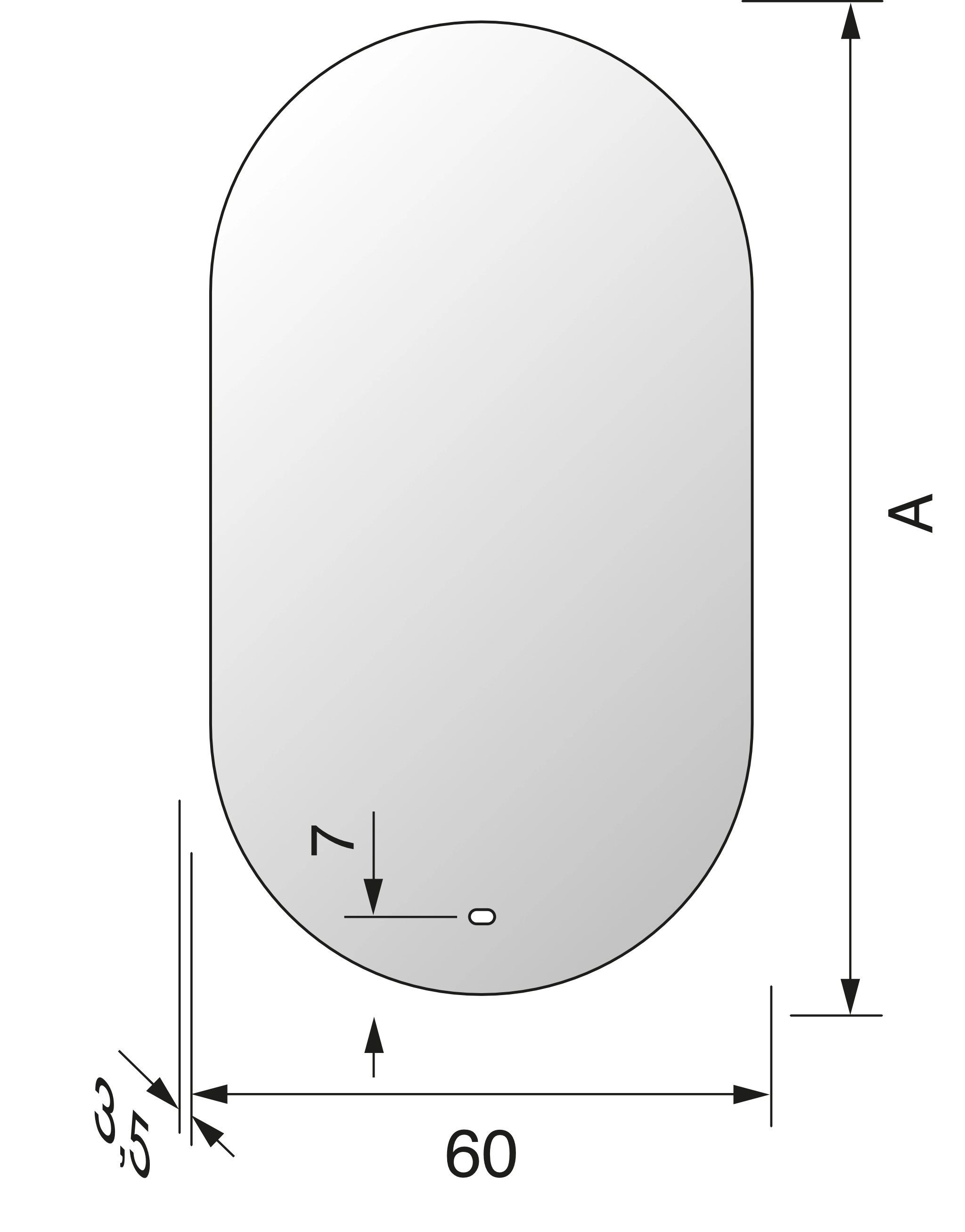 repaBAD Spiegel „Look 12“ 600 × 800 mm in Alu Eloxal