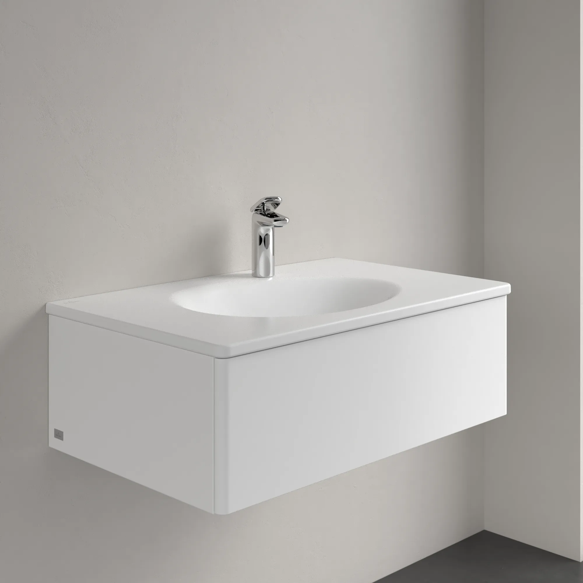 Villeroy & Boch Schrankwaschtisch Antao 4A7584, Stone White CeramicPlus, 800x500x150 mm, mit verdecktem Überlauf, TitanCeram, für 1-Loch-Armatur