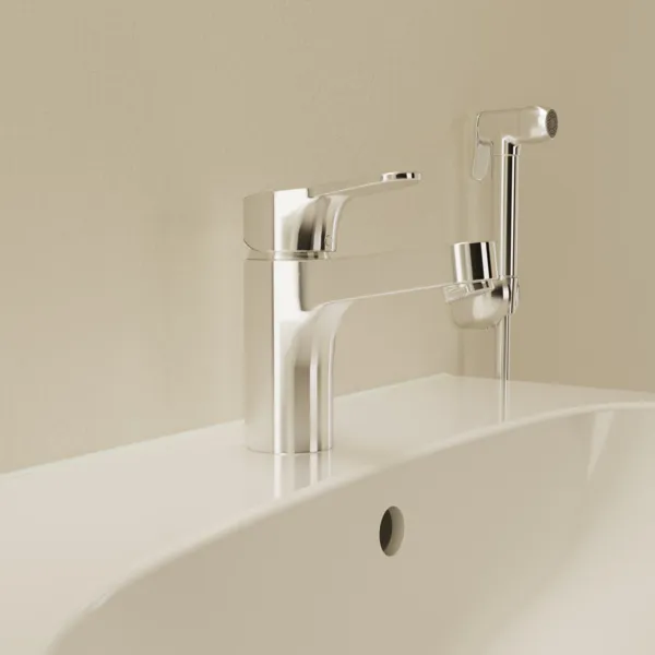 Waschtischarmatur m.sep.Seitenbrause H80 Cerabase ohne Ablaufgarnitur Ausladung 106mm Chrom Waschtischarmatur m.sep.Seitenbrause H80 Cerabase ohne Ablaufgarnitur Ausladung 106mm Chrom