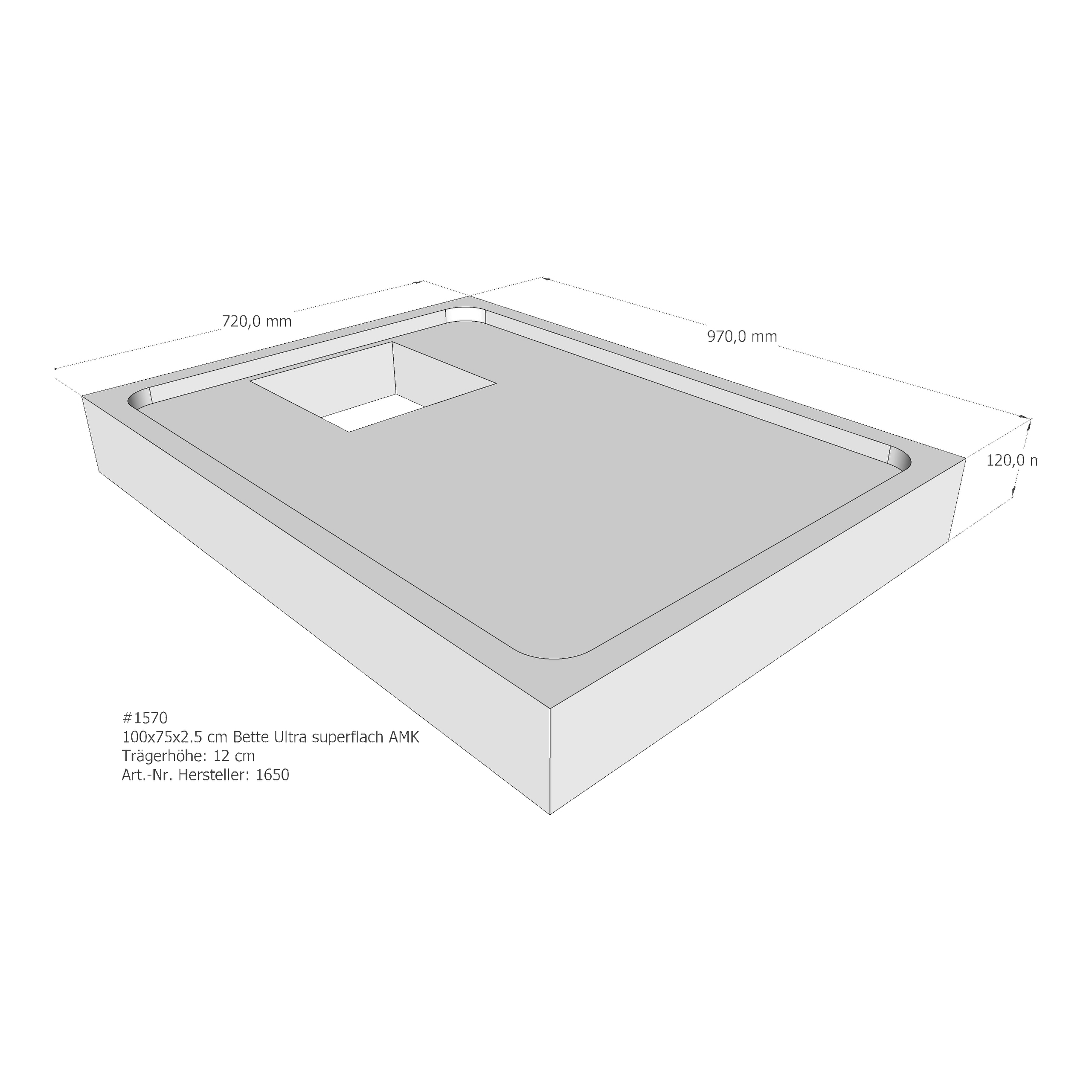 Duschwannenträger für Bette BetteUltra (superflach) 100 × 75 × 2,5 cm
