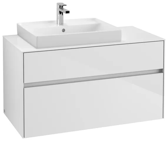 Villeroy & Boch Waschtischunterschrank „Collaro“ 1000 × 548 × 500 mm Glossy White, ohne Beleuchtung, für Becken links