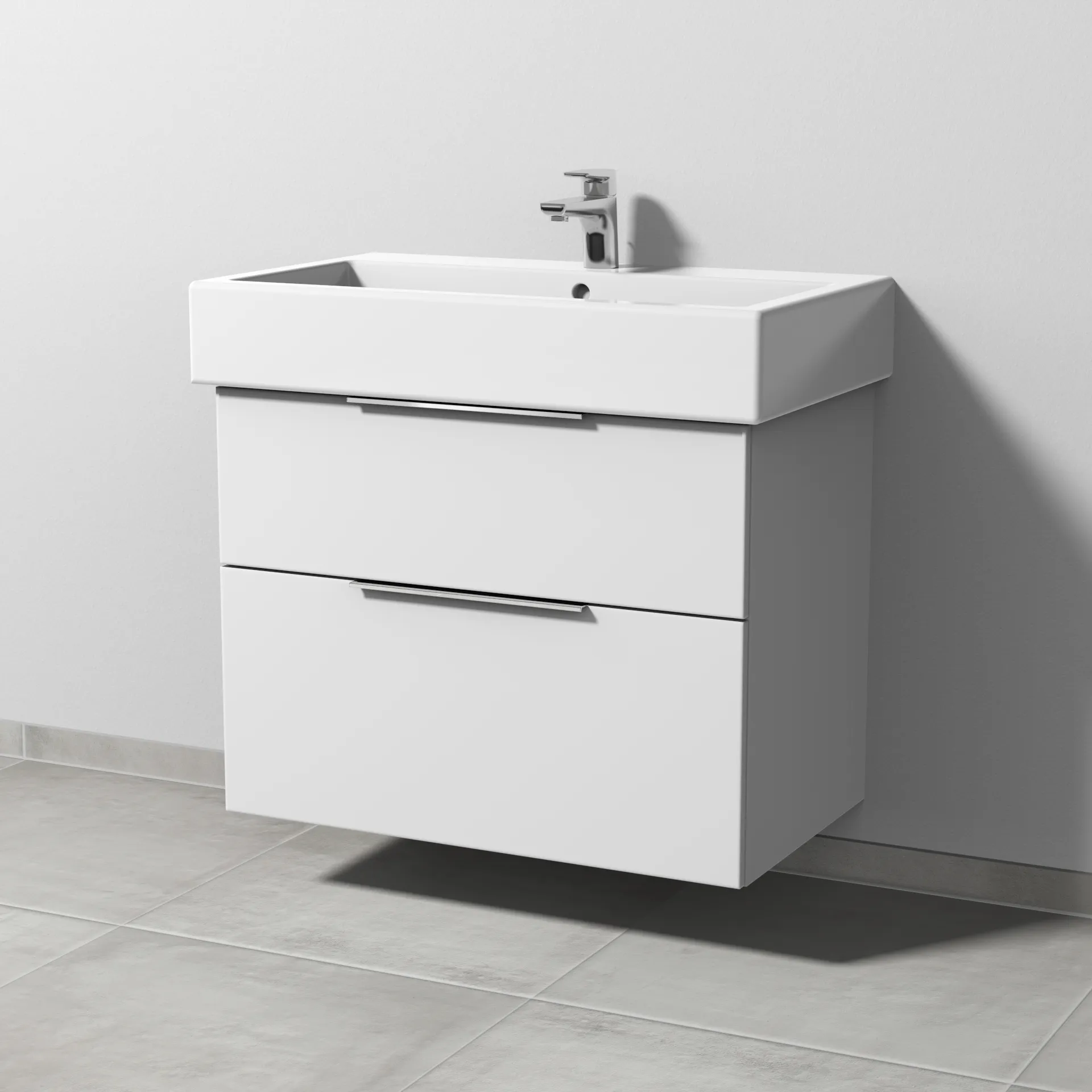 Sanipa Waschtischunterschrank „3way“ passend zu Keramik-Waschtische Vero von Duravit 750 × 593 × 447 mm in Weiß-Soft
