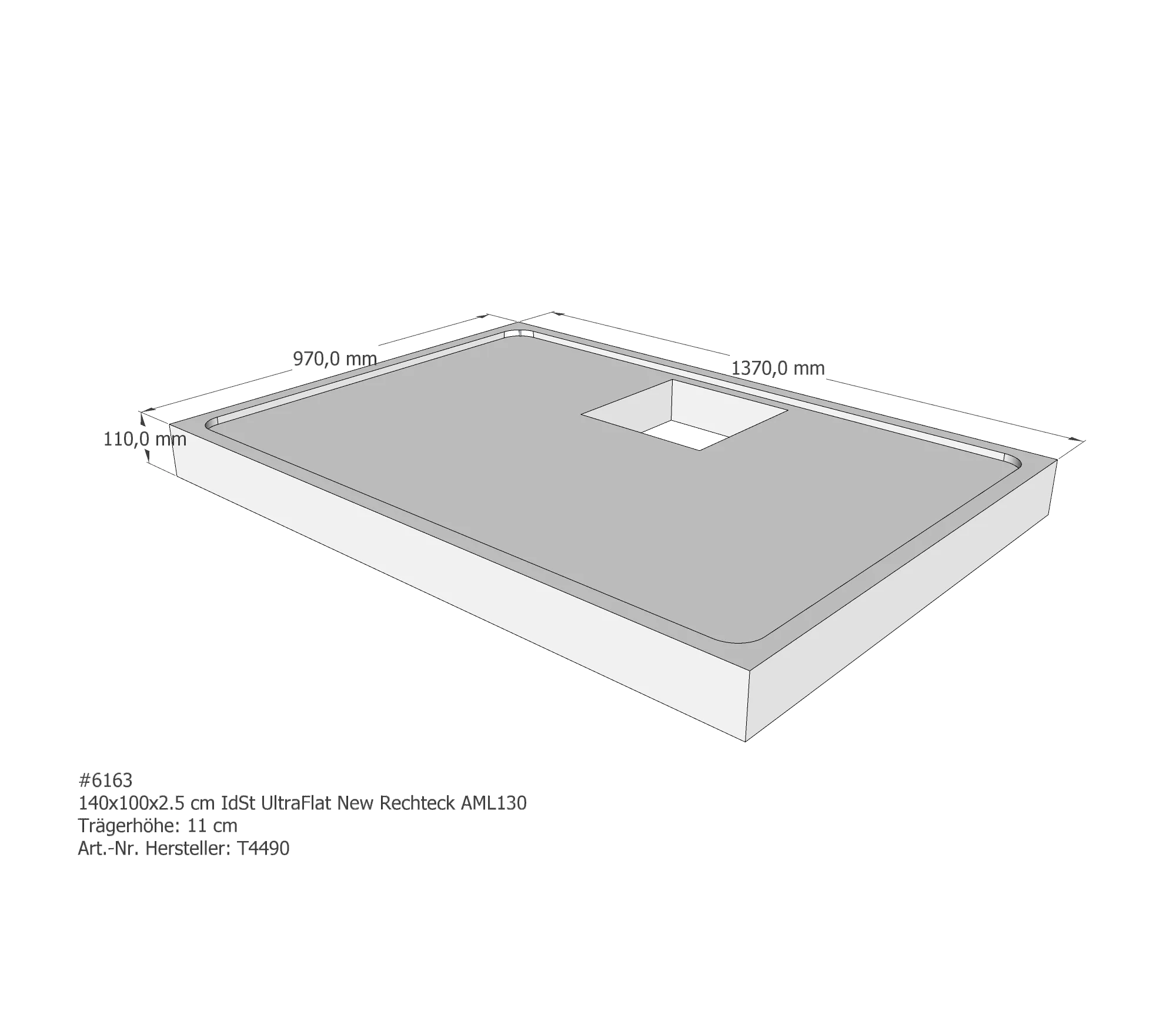Duschwannenträger passend für Ideal Standard Ultra Flat New 140 × 100 × 2,5 cm