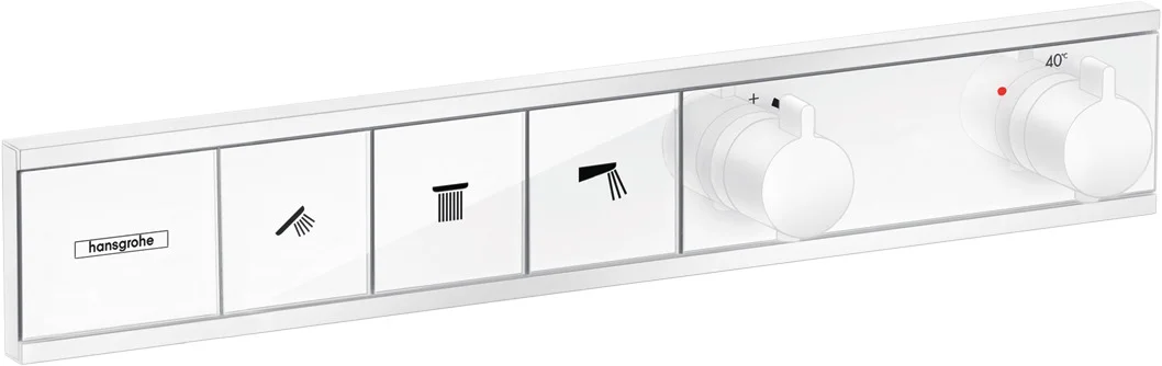 Hansgrohe RainSelect Thermostat Unterputz, 3 Verbraucher, mattweiß, mit Handbrause, PowderRain und Schulterbrause