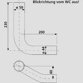 SANIT Spülbogen d:50x44 links versetzt 40mm weiß