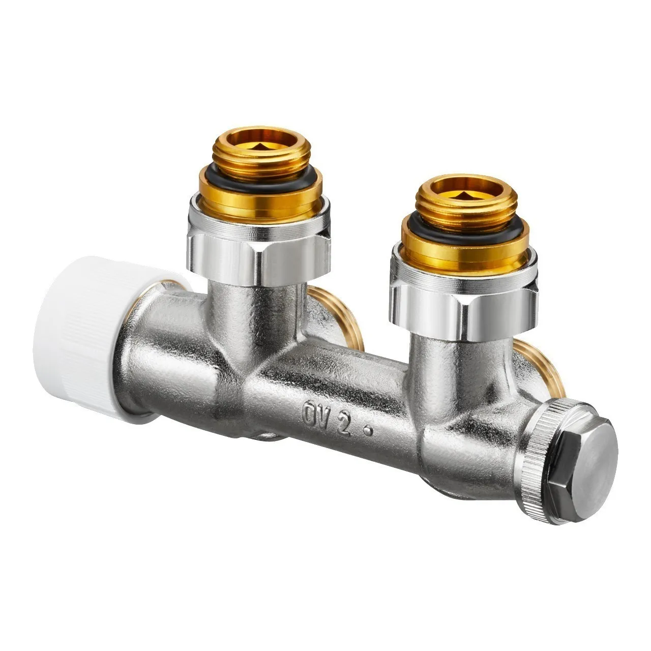 Design in Bad Anschlussgarnitur inkl. Thermostat für Heizkörper mit 50 mm Anschluss Eckform „Multiblock T“ in weiß Design in Bad Anschlussgarnitur inkl. Thermostat für Heizkörper mit 50 mm Anschluss Eckform „Multiblock T“ in weiß