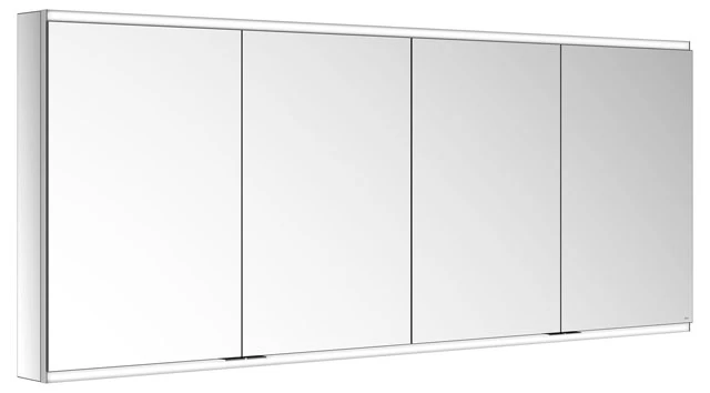 KEUCO Wandvorbau Spiegelschrank 4-türig „Royal Modular 2.0“ in Silber (eloxiert), Aufputz, mit Beleuchtung 1800 × 700 × 120 mm