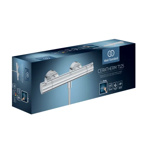 Brausethermostat Aufputz Ceratherm T125 Pin-Griffe Brushed Gold Brausethermostat Aufputz Ceratherm T125 Pin-Griffe Brushed Gold