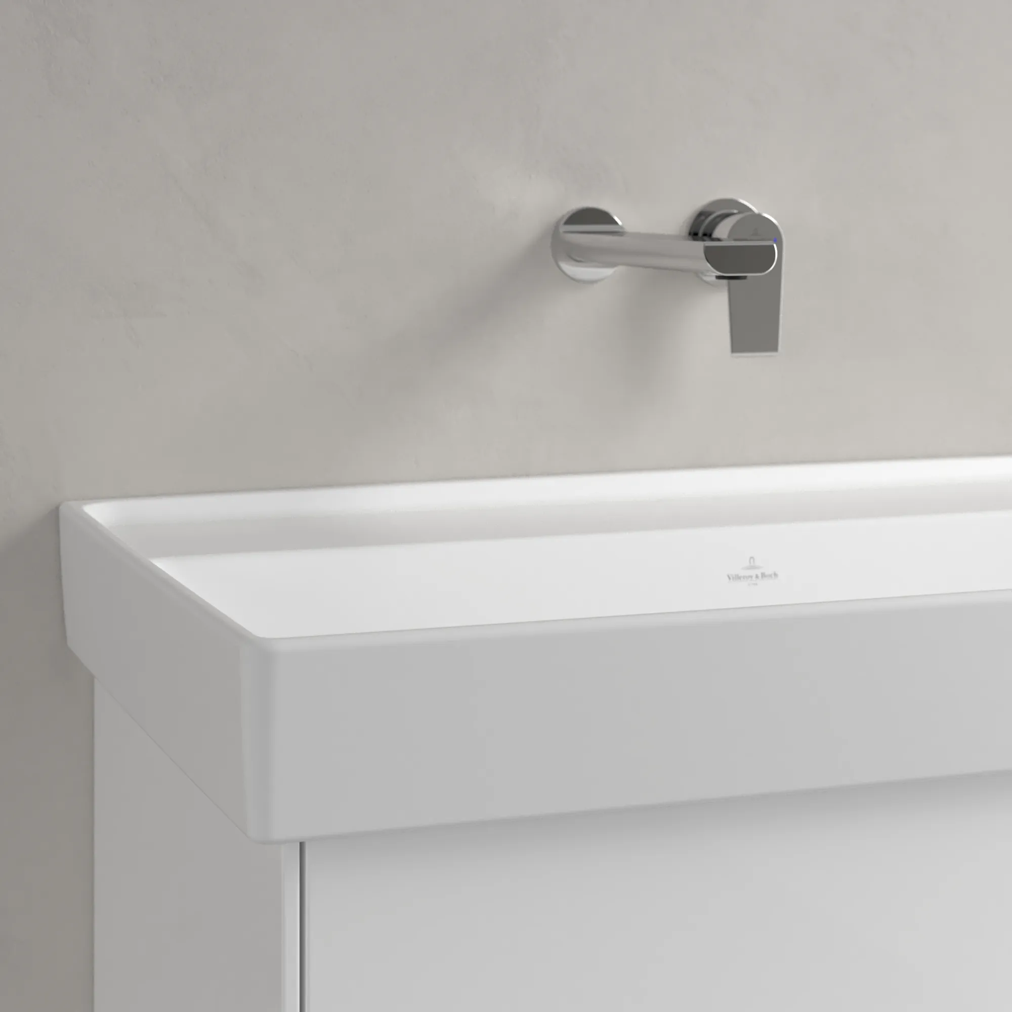 Villeroy & Boch Schrankwaschtisch aus TitanCeram „Collaro“ 800 × 465 × 160 mm, ohne Hahnlochbohrung in Stone White