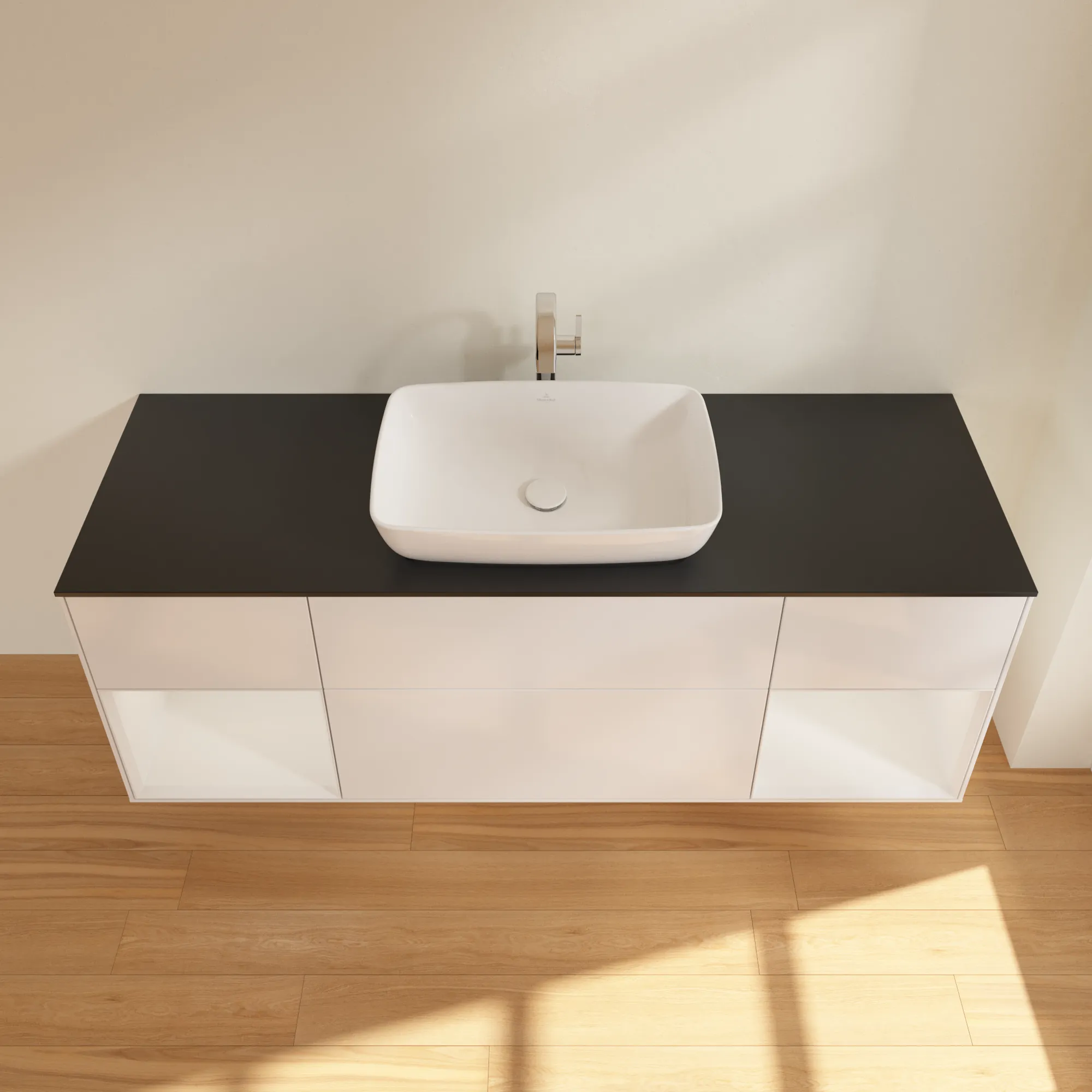 Villeroy & Boch Waschtischunterschrank „Finion“ für Schrankwaschtisch 1600 × 603 × 501 mm Glossy White Lacquer, für Becken mittig Villeroy & Boch Waschtischunterschrank „Finion“ für Schrankwaschtisch 1600 × 603 × 501 mm Glossy White Lacquer, für Becken mittig