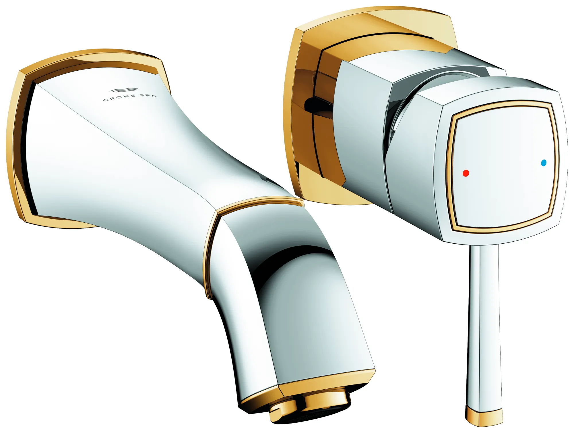 2-Loch-Waschtischbatterie Grandera 29416, Wandmontage, Fertigmontageset für 23 319, Ausladung 177 mm, chrom 2-Loch-Waschtischbatterie Grandera 29416, Wandmontage, Fertigmontageset für 23 319, Ausladung 177 mm, chrom