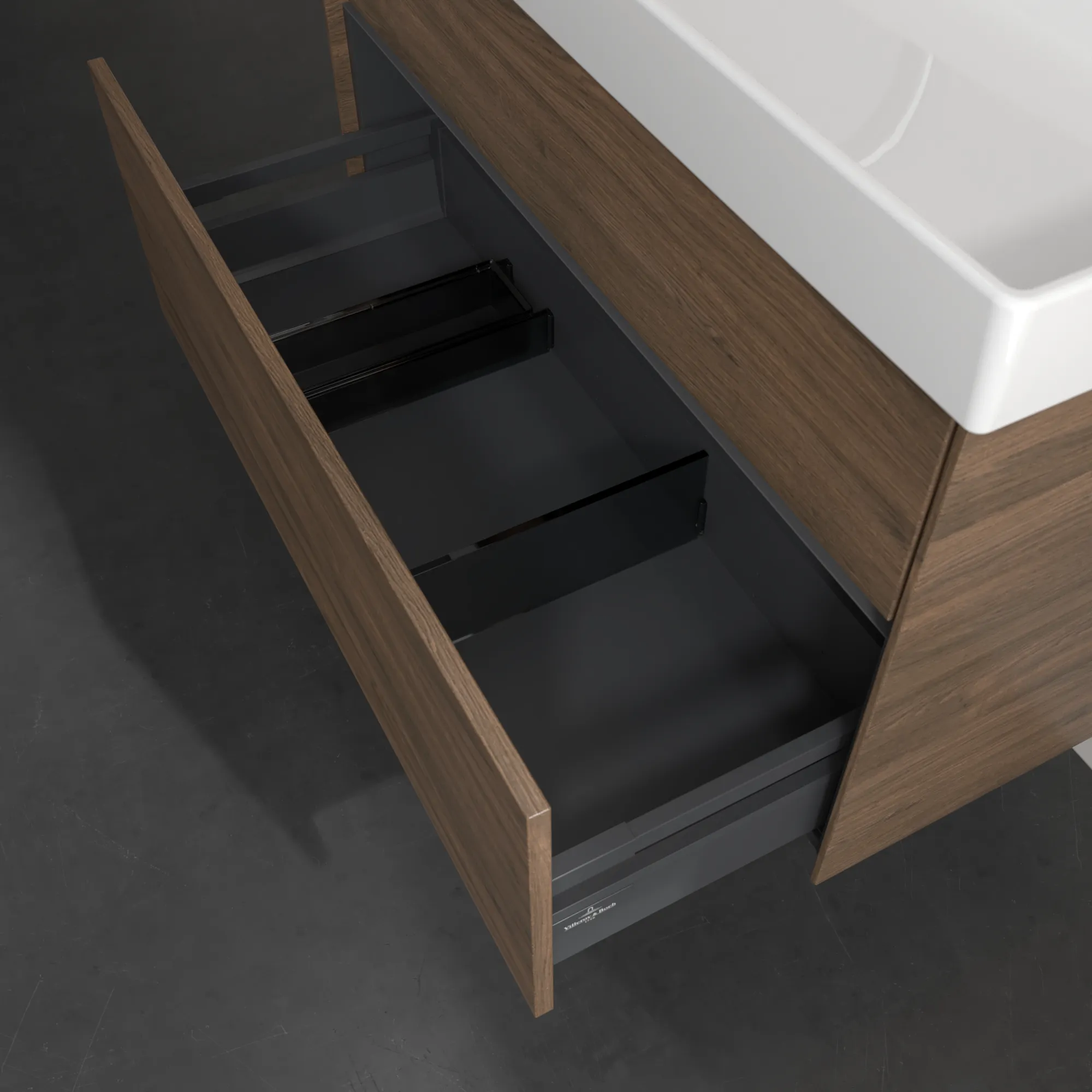 Villeroy & Boch Waschtischunterschrank „Collaro“ 954 × 546 × 444 mm Arizona Oak, für Becken mittig, mit Beleuchtung